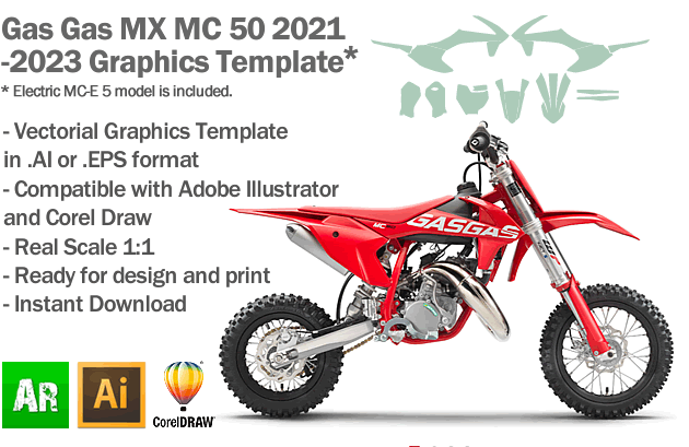 Gas Gas MX Motocross MC 50 2021 2022 2023 Graphics Template