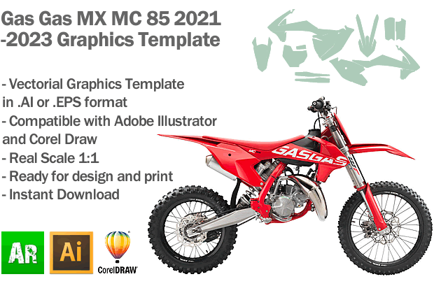 Gas Gas MX Motocross MC 85 2021 2022 2023 Graphics Template