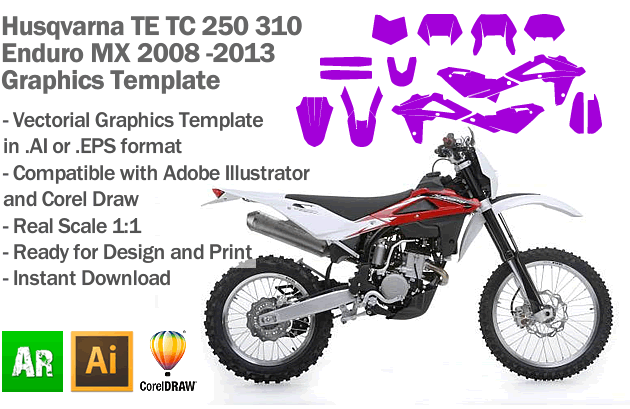 Husqvarna TE TC 250 310 Enduro MX Motocross 2008 2009 2010 2011 2012 2013 Graphics Template