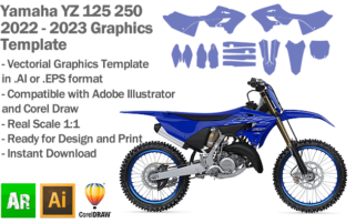 Yamaha YZ 125 250 MX Motocross 2022 2023 Graphics Template