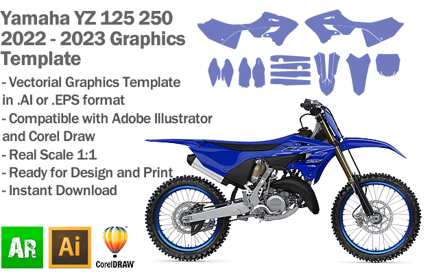 Yamaha YZ 125 250 MX Motocross 2022 2023 Graphics Template