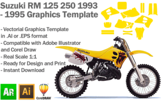 Suzuki RM 125 250 MX Motocross 1993 1994 1995 Graphics Template