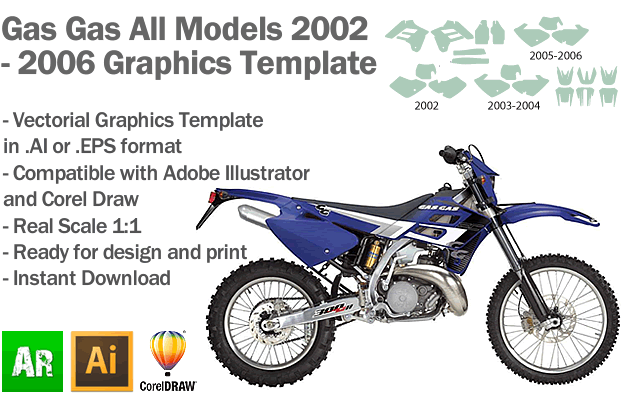 Gas Gas Enduro MX Motocross All Models 2002 2003 2004 2005 2006 Graphics Template