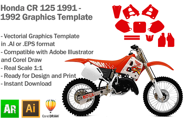 Plantilla de gráficos de motocross Honda CR MX cr 125 Plantilla de gráficos de motocross Honda CR MX