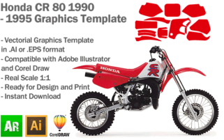 Honda CR 80 MX Motocross 1990 1991 1992 1993 1994 1995 Graphics Template