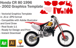 Honda CR 80 MX Motocross 1996 1997 1998 1999 2000 2001 2002 Graphics Template