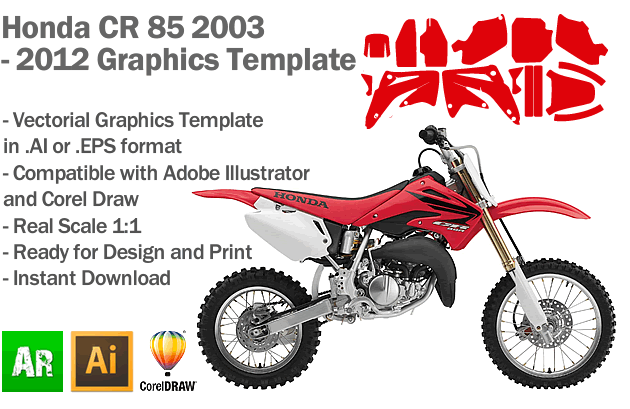 Honda CR 85 MX Motocross 2003 2004 2005 2006 2007 2008 2009 2010 2011 2012 Graphics Template