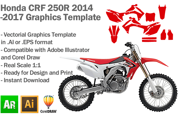 Honda CRF 250R MX Motocross 2014 2015 2016 2017 Graphics Template