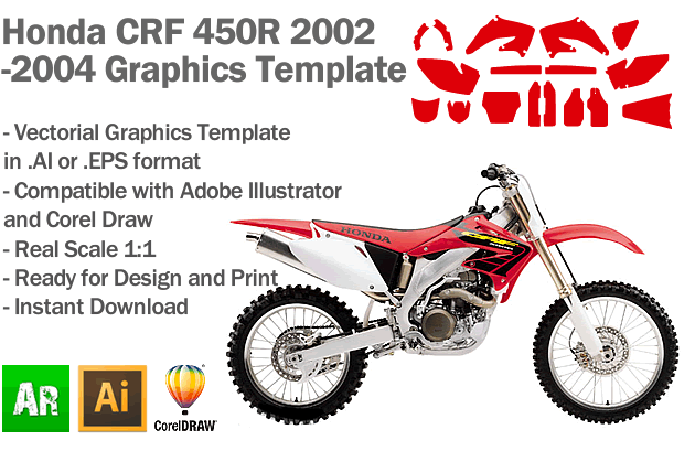 Honda CRF 450R MX Motocross 2002 2003 2004 Graphics Template