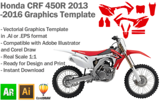 Honda CRF 450R MX Motocross 2013 2014 2015 2016 Graphics Template