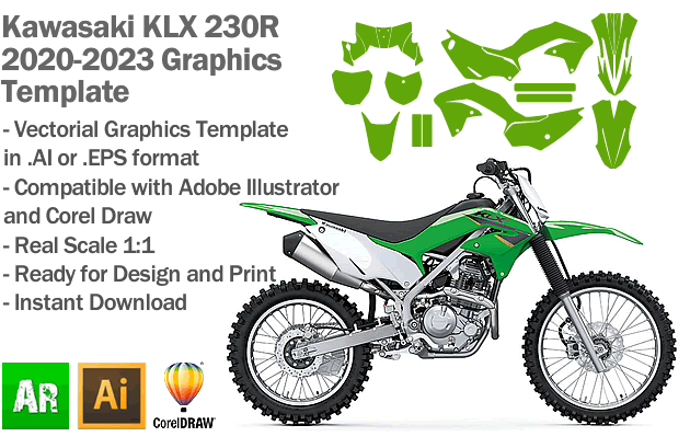 Kawasaki KLX 230R 2020 2021 2022 2023 Graphics Template