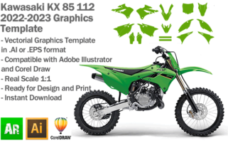 Kawasaki KX 85 112 MX Motocross 2022 2023 Graphics Template