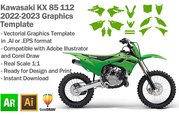 Kawasaki KX 85 112 MX Motocross 2022 2023 Graphics Template