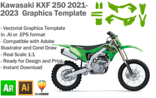 Kawasaki KXF 250 MX Motocross 2021 2022 2023 Graphics Template