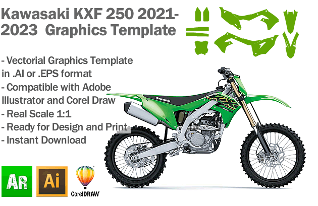 Kawasaki KXF 250 MX Motocross 2021 2022 2023 Graphics Template