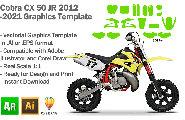 Cobra CX 50 JR MX Motocross 2012 2013 2014 2015 2016 2017 2018 2019 2020 2021 Graphics Template