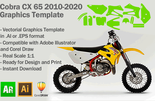 Cobra CX 65 MX Motocross 2010 2011 2012 2013 2014 2015 2016 2017 2018 2019 2020 Graphics Template