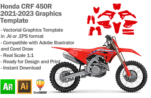 Honda CRF 450R MX Motocross 2021 2022 2023 Graphics Template