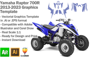 Yamaha Raptor 700R ATV Quad 2013 2014 2015 2016 2017 2018 2019 2020 2021 2022 2023 Graphics Template