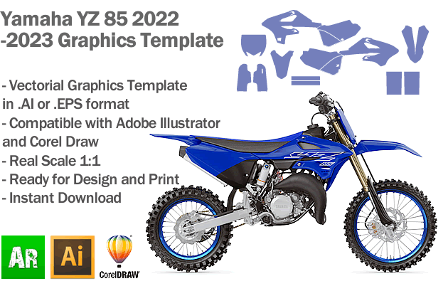 Yamaha YZ 85 MX Motocross 2022 2023 Graphics Template