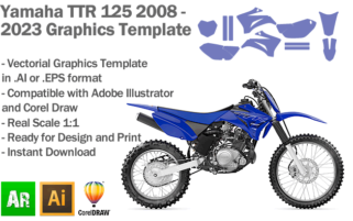 Yamaha TTR 125 2008 2009 2010 2011 2012 2013 2014 2015 2016 2017 2018 2019 2020 2021 2022 2023 Graphics Template