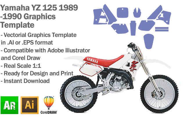 Yamaha YZ 125 MX Motocross 1989 1990 Graphics Template