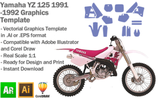 Yamaha YZ 125 MX Motocross 1991 1992 Graphics Template