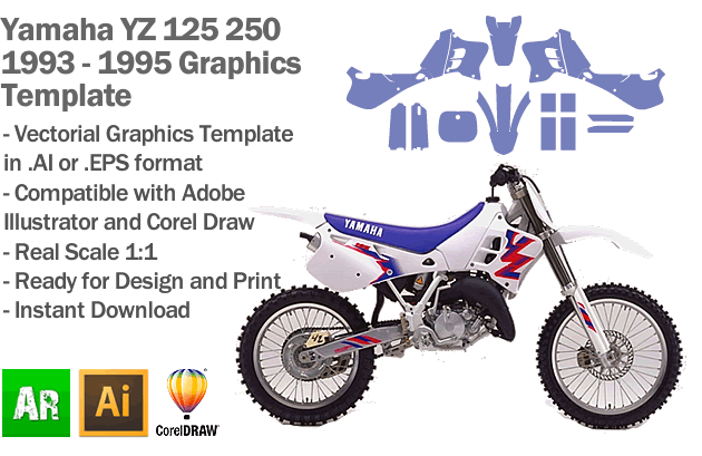 Yamaha YZ 125 250 MX Motocross 1993 1994 1995 Graphics Template