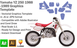 Yamaha YZ 250 MX Motocross 1988 1989 Graphics Template