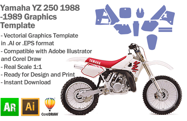 Yamaha YZ 250 MX Motocross 1988 1989 Graphics Template