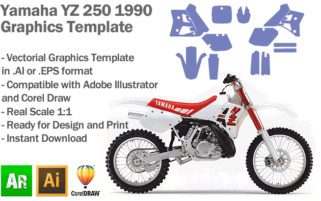 Yamaha YZ 250 MX Motocross 1990 Graphics Template