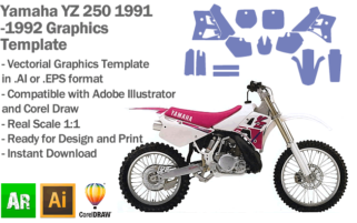 Yamaha YZ 250 MX Motocross 1991 1992 Graphics Template