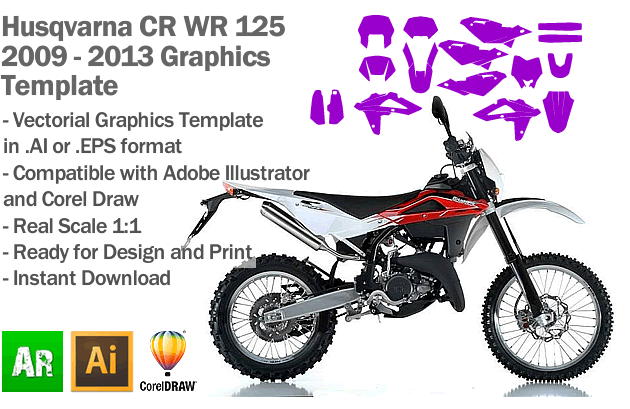 Husqvarna CR WR 125 Enduro MX Motocross 2009 2010 2011 2012 2013 Graphics Template