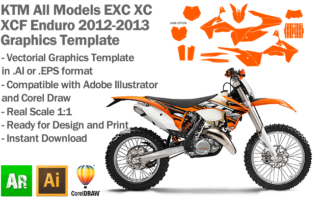 KTM EXC XC XCF Enduro All Models 2012 2013 Graphics Template
