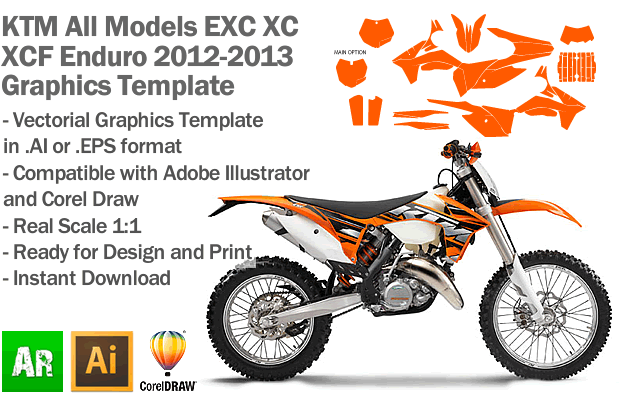 KTM EXC XC XCF Enduro All Models 2012 2013 Graphics Template