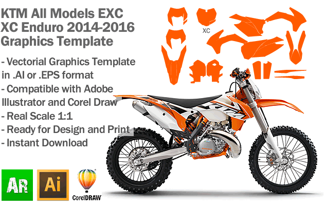 KTM EXC XC Enduro All Models 2014 2015 2016 Graphics Template