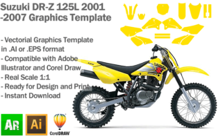 Suzuki DR 125L 2001 2002 2003 2004 2005 2006 2007 Graphics Template