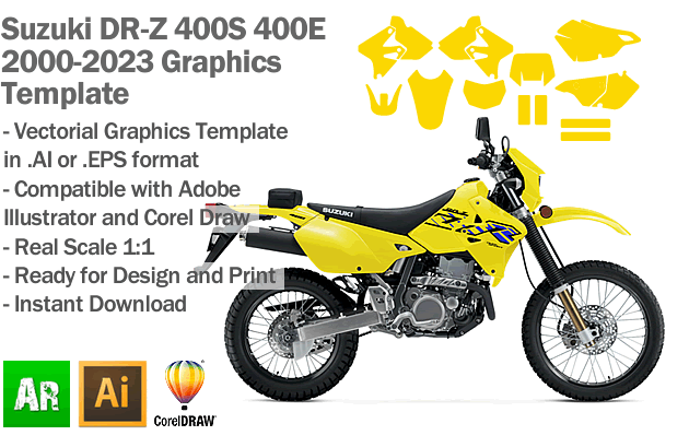 Suzuki DR-Z400 2000 2001 2002 2003 2004 2005 2006 2007 2008 2009 2010 2011 2012 2013 2014 2015 2016 2017 2018 2019 2020 2021 2022 2023 Graphics Template