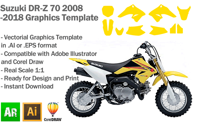 Suzuki DR-Z 70 2008 2009 2010 2011 2012 2013 2014 2015 2016 2017 2018 Graphics Template