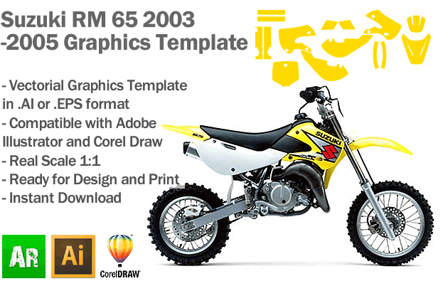 Suzuki RM 65 MX Motocross 2003 2004 2005 Graphics Template