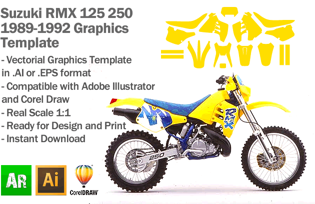 Suzuki RMX 125 250 1989 1990 1991 1992 Graphics Template