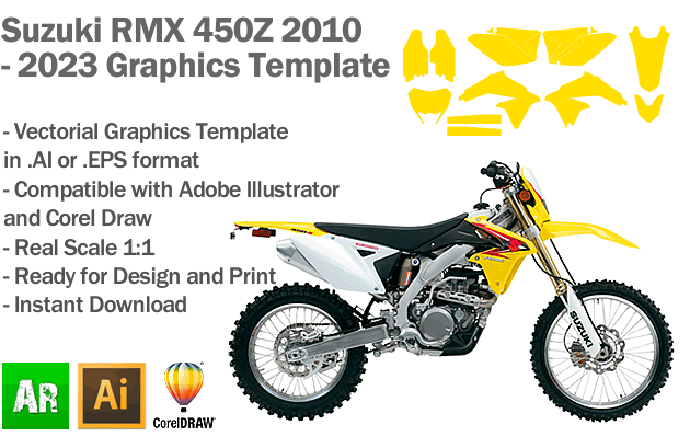 Suzuki RMX 450Z Enduro 2010 2011 2012 2013 2014 2015 2016 2017 2018 2019 2020 2021 2022 2023 Graphics Template