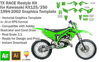 TX RACE Restyle Kit for Kawasaki KX 125 250 1994 1995 1996 1997 1998 1999 2000 2001 2002 Graphics Template