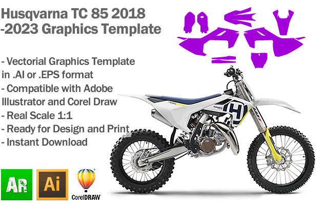 Husqvarna TC 85 MX Motocross 2018 2019 2020 2021 2022 2023 Graphics Template