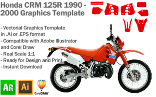 Honda CRM 125R Trail 1990 1991 1992 1993 1994 1995 1996 1997 1998 1999 2000 Graphics Template