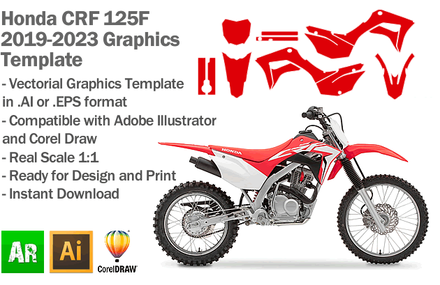 Honda CRF 125F MX Motocross 2019 2020 2021 2022 2023 Graphics Template