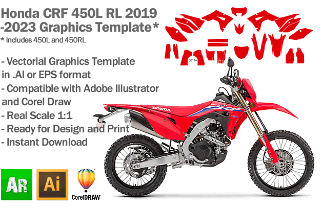 Honda CRF 450L RL 2019 2020 2021 2022 2023 Graphics Template