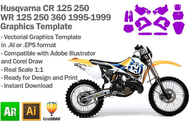 Husqvarna CR 125 250 WR 125 250 360 1995 1999 Graphics Template