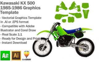 Kawasaki KX 500 MX Motocross 1985 1986 Graphics Template