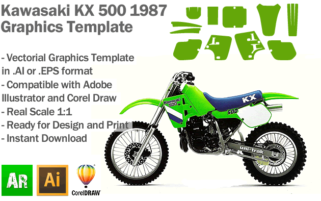 Kawasaki KX 500 MX Motocross 1987 Graphics Template
